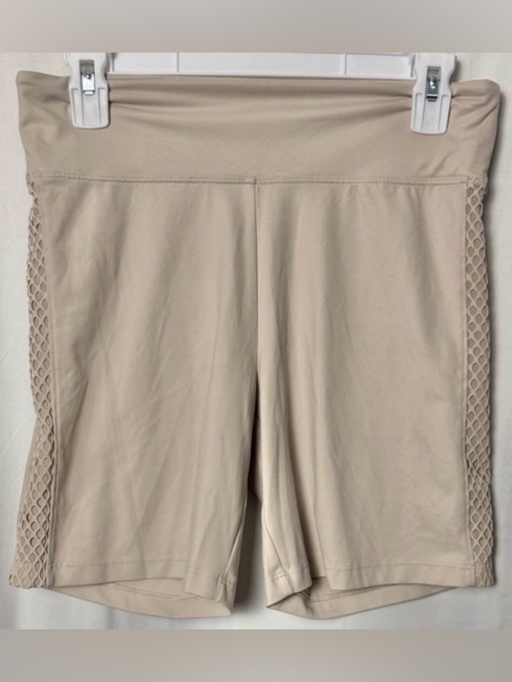 Victoria Sport Women's Tan High Waisted Bike Shorts with Side Detail Size Medium